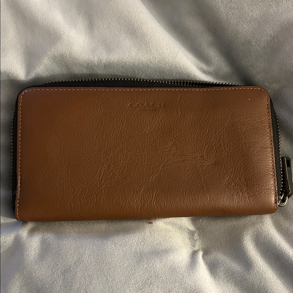 Coach Tan Leather Zip Wallet
